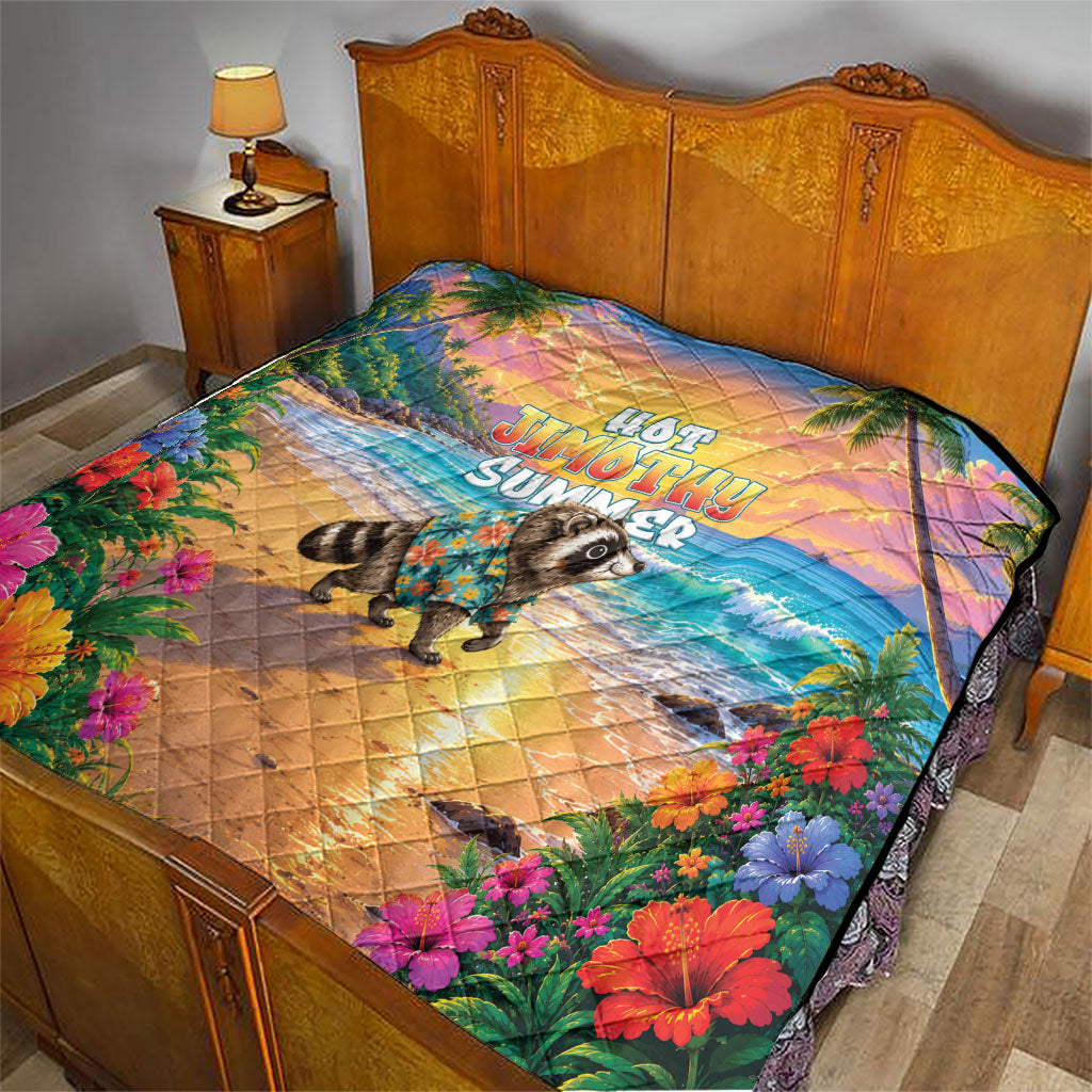Hot Jimothy Summer Quilt Funny Seattle Raccoon