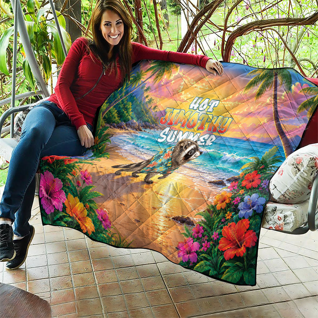 Hot Jimothy Summer Quilt Funny Seattle Raccoon