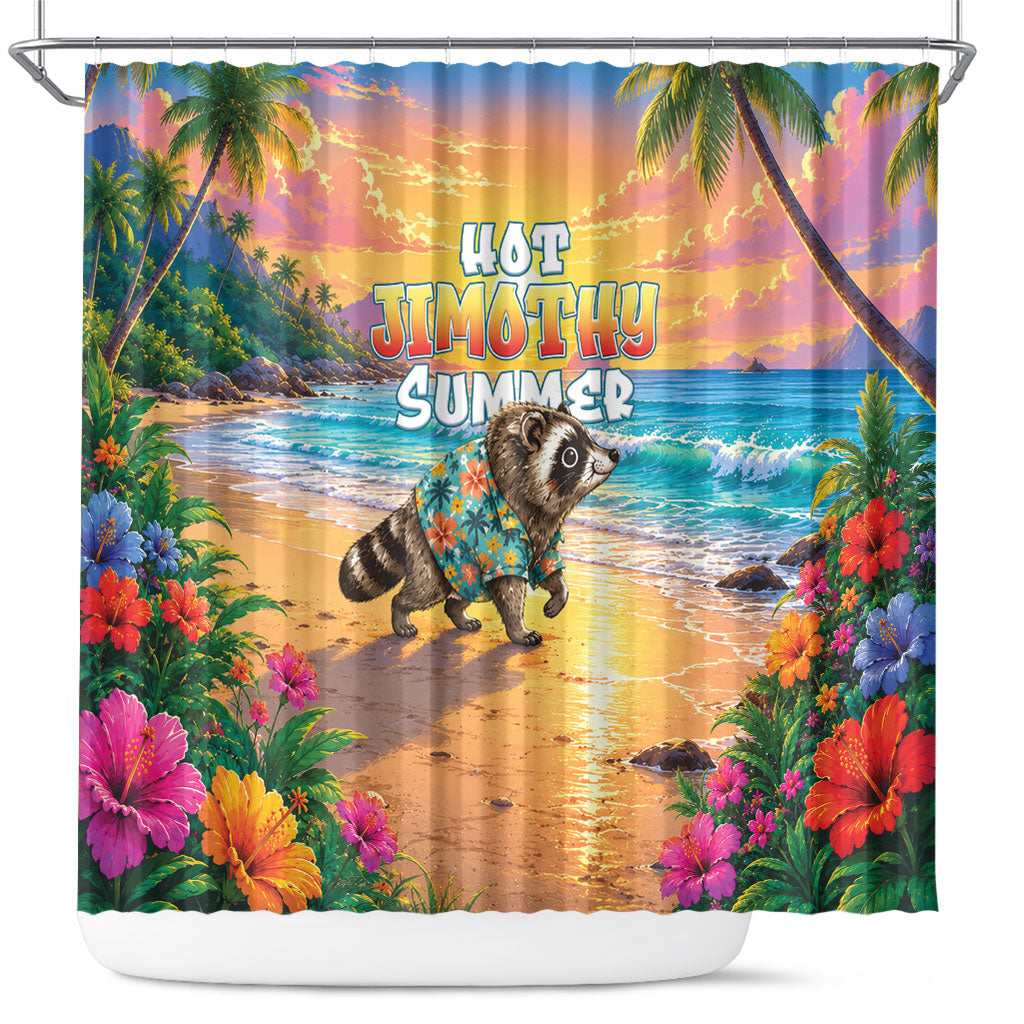 Hot Jimothy Summer Shower Curtain Funny Seattle Raccoon