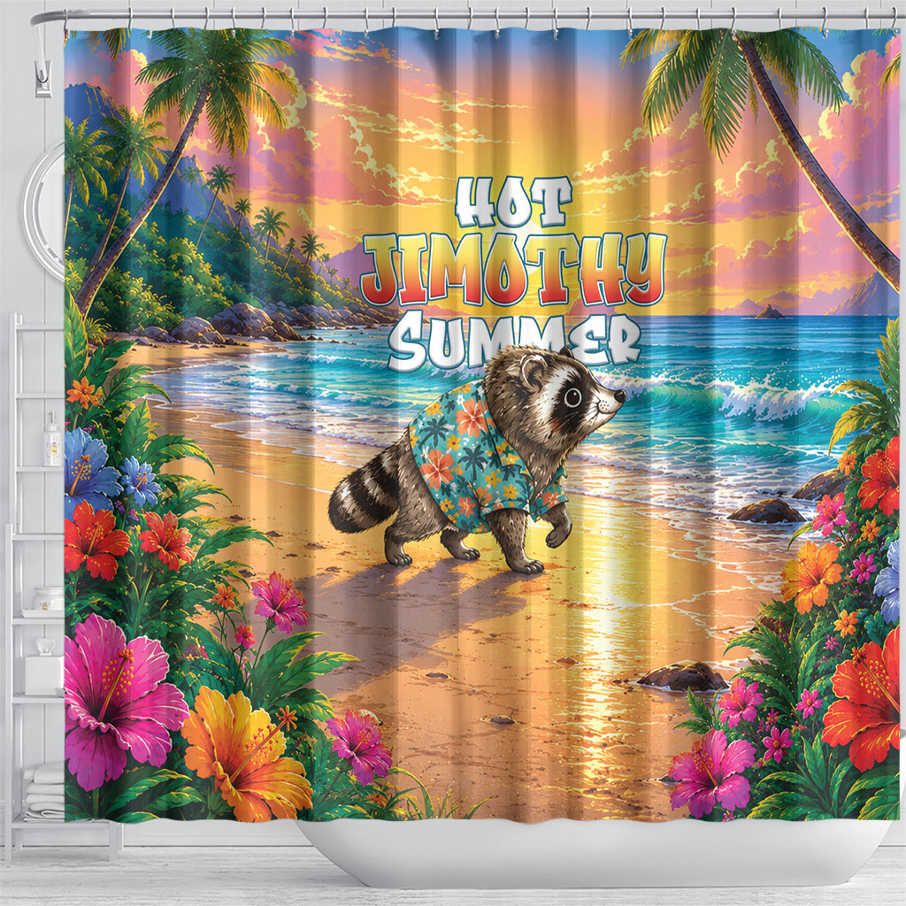 Hot Jimothy Summer Shower Curtain Funny Seattle Raccoon