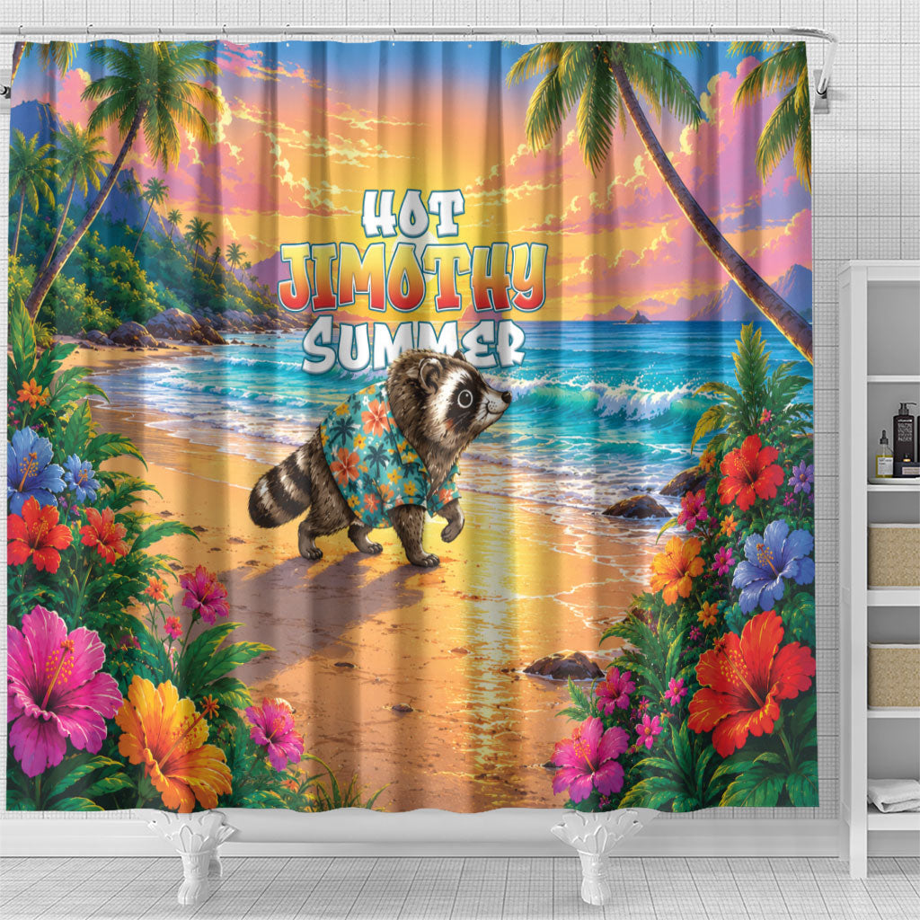 Hot Jimothy Summer Shower Curtain Funny Seattle Raccoon