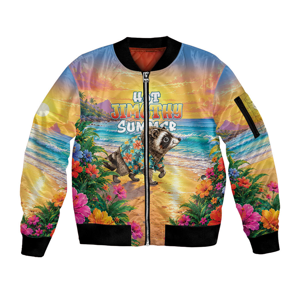 Hot Jimothy Summer Sleeve Zip Bomber Jacket Funny Seattle Raccoon
