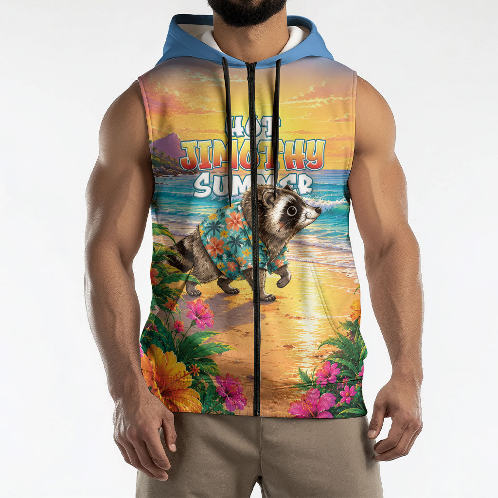 Hot Jimothy Summer Sleeveless Zip Hoodie Funny Seattle Raccoon