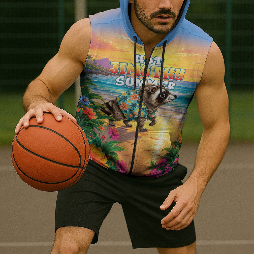 Hot Jimothy Summer Sleeveless Zip Hoodie Funny Seattle Raccoon