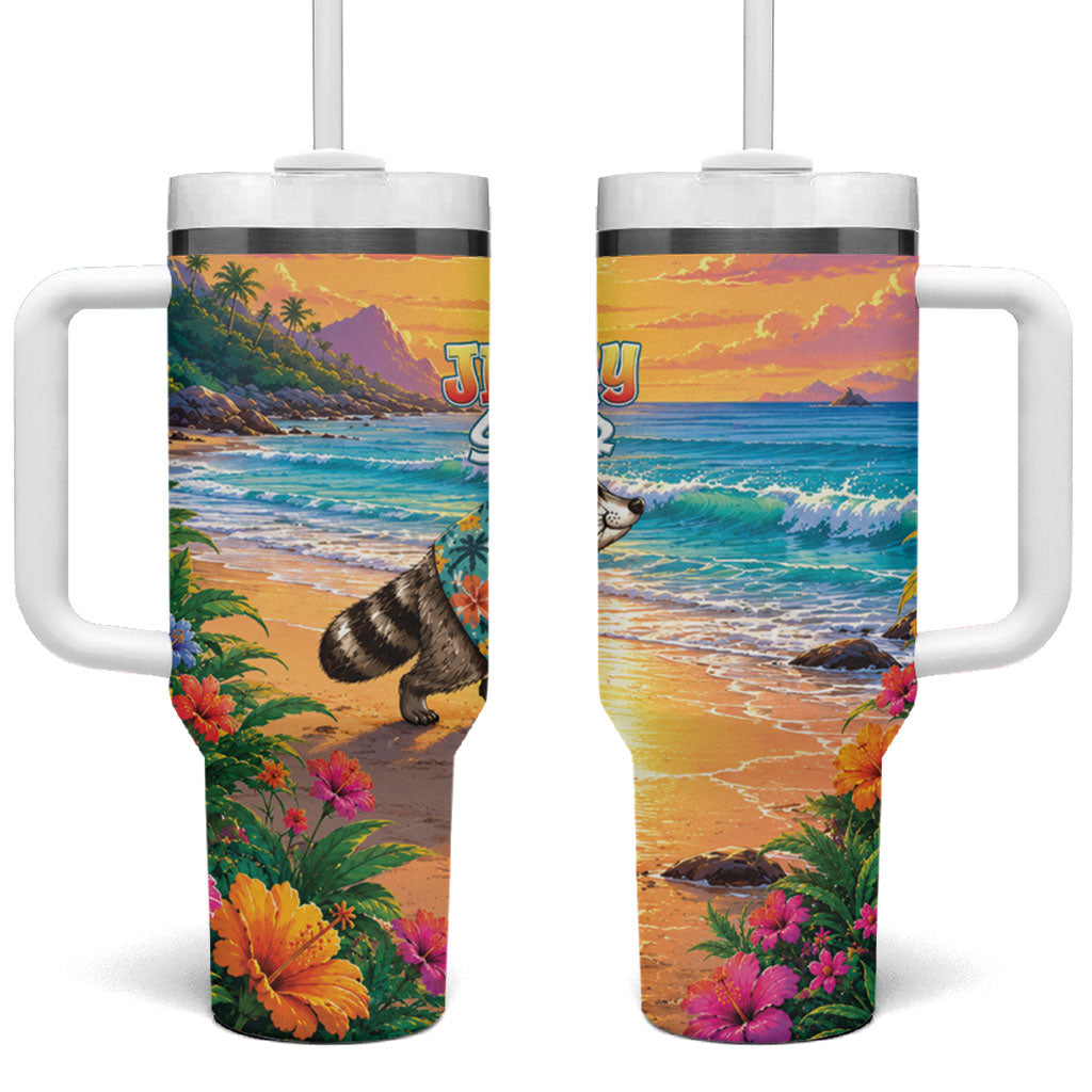 Hot Jimothy Summer Tumbler With Handle Funny Seattle Raccoon