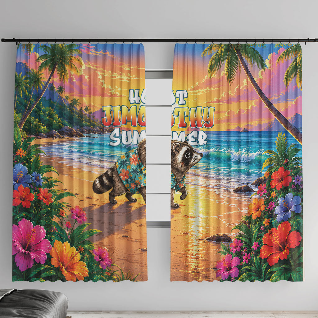 Hot Jimothy Summer Window Curtain Funny Seattle Raccoon