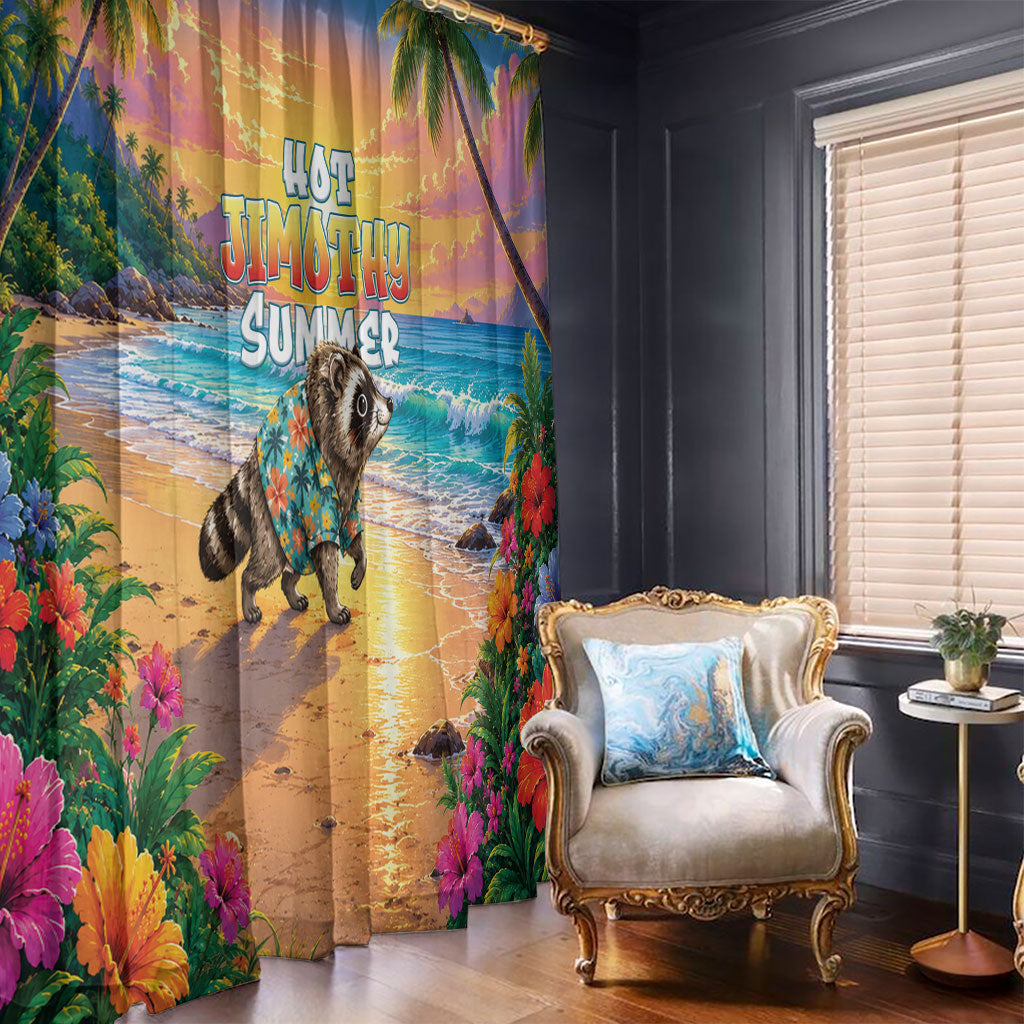 Hot Jimothy Summer Window Curtain Funny Seattle Raccoon
