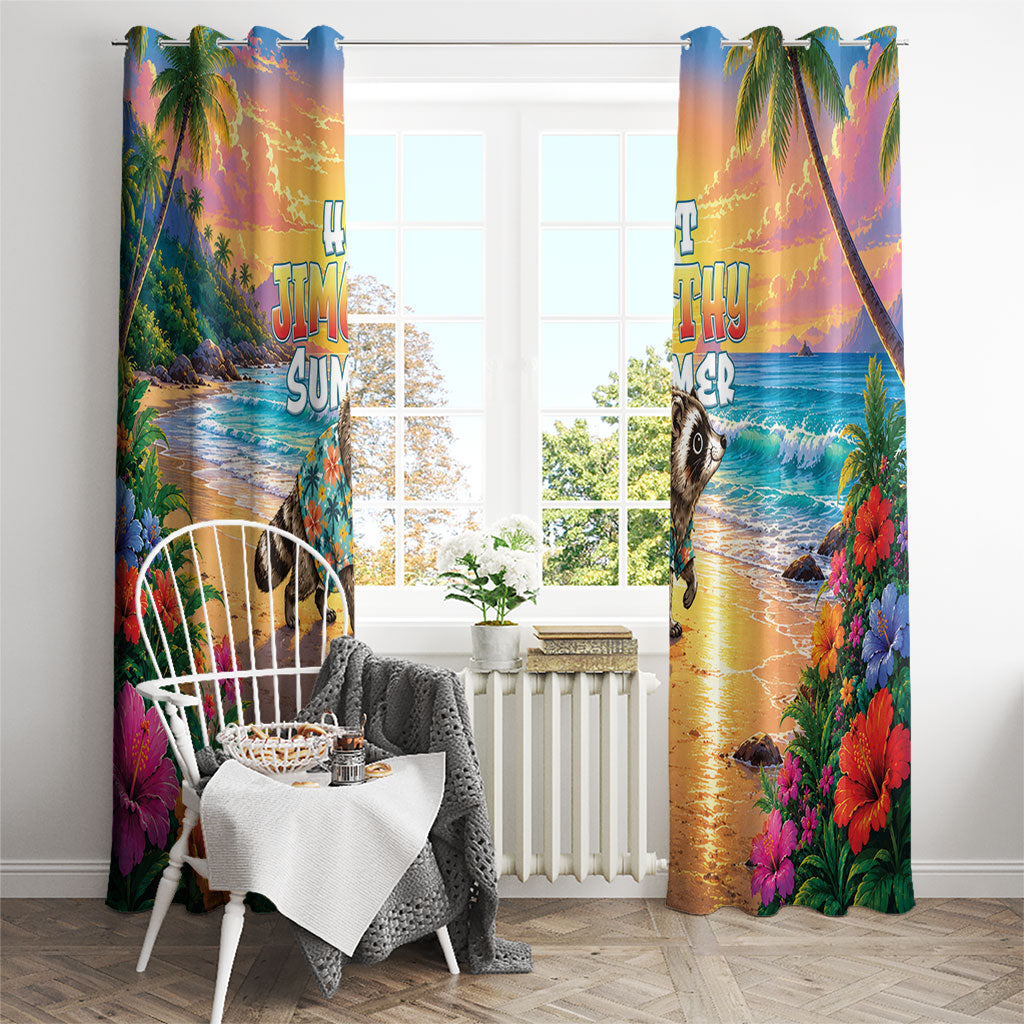 Hot Jimothy Summer Window Curtain Funny Seattle Raccoon