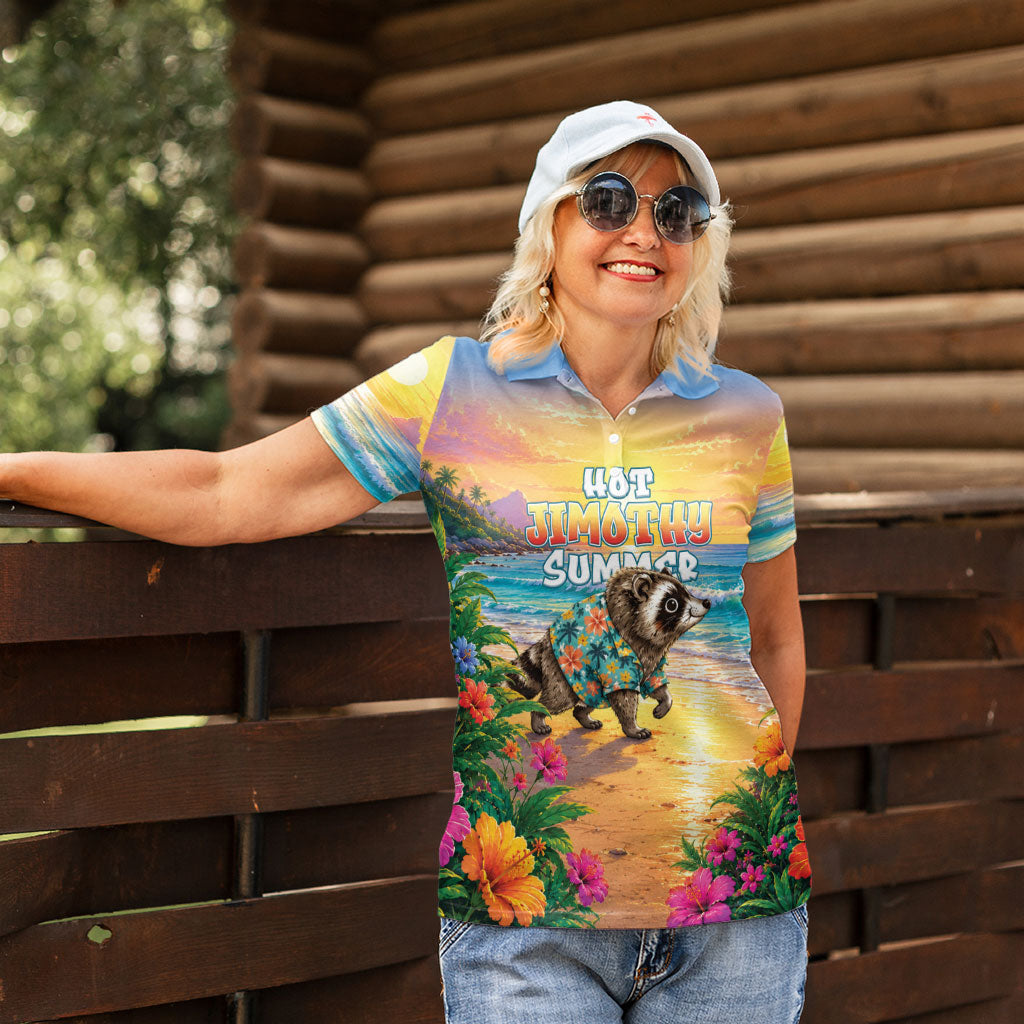 Hot Jimothy Summer Women Polo Shirt Funny Seattle Raccoon