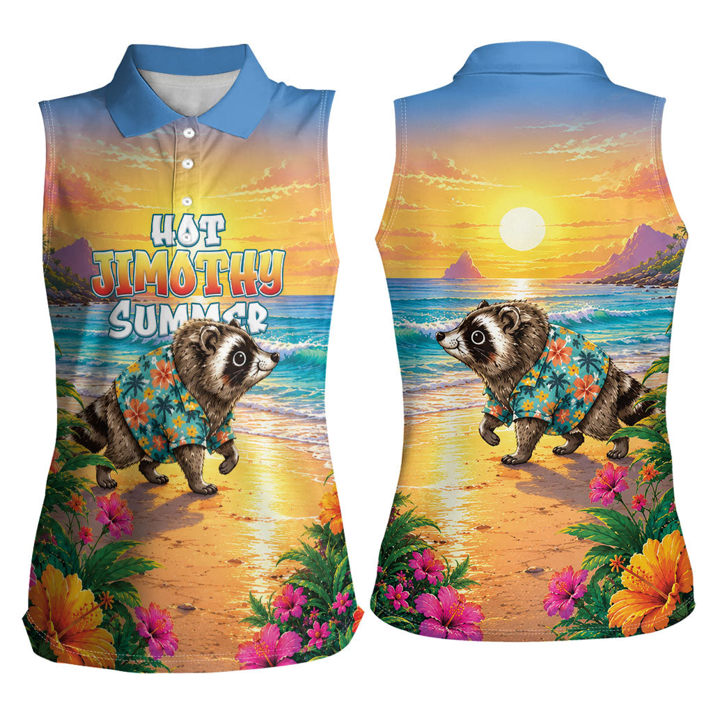 Hot Jimothy Summer Women Sleeveless Polo Shirt Funny Seattle Raccoon
