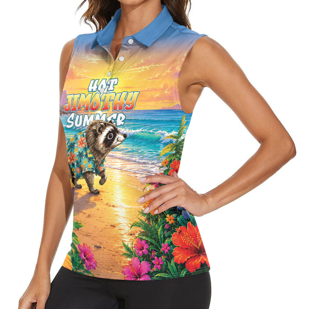 Hot Jimothy Summer Women Sleeveless Polo Shirt Funny Seattle Raccoon