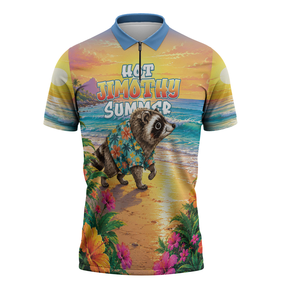 Hot Jimothy Summer Zipper Polo Shirt Funny Seattle Raccoon
