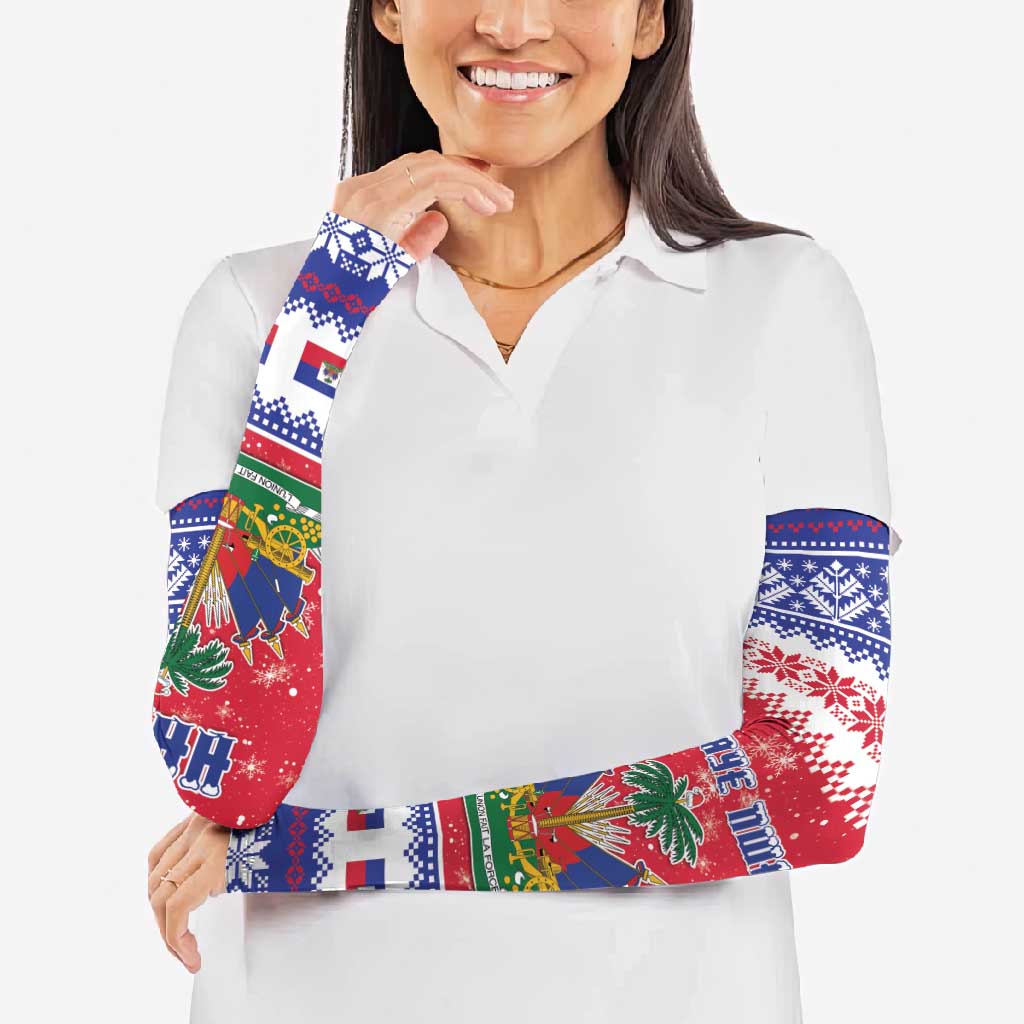Haiti Christmas Arm Sleeves Coat Of Arms Jwaye Nwel - Wonder Print Shop