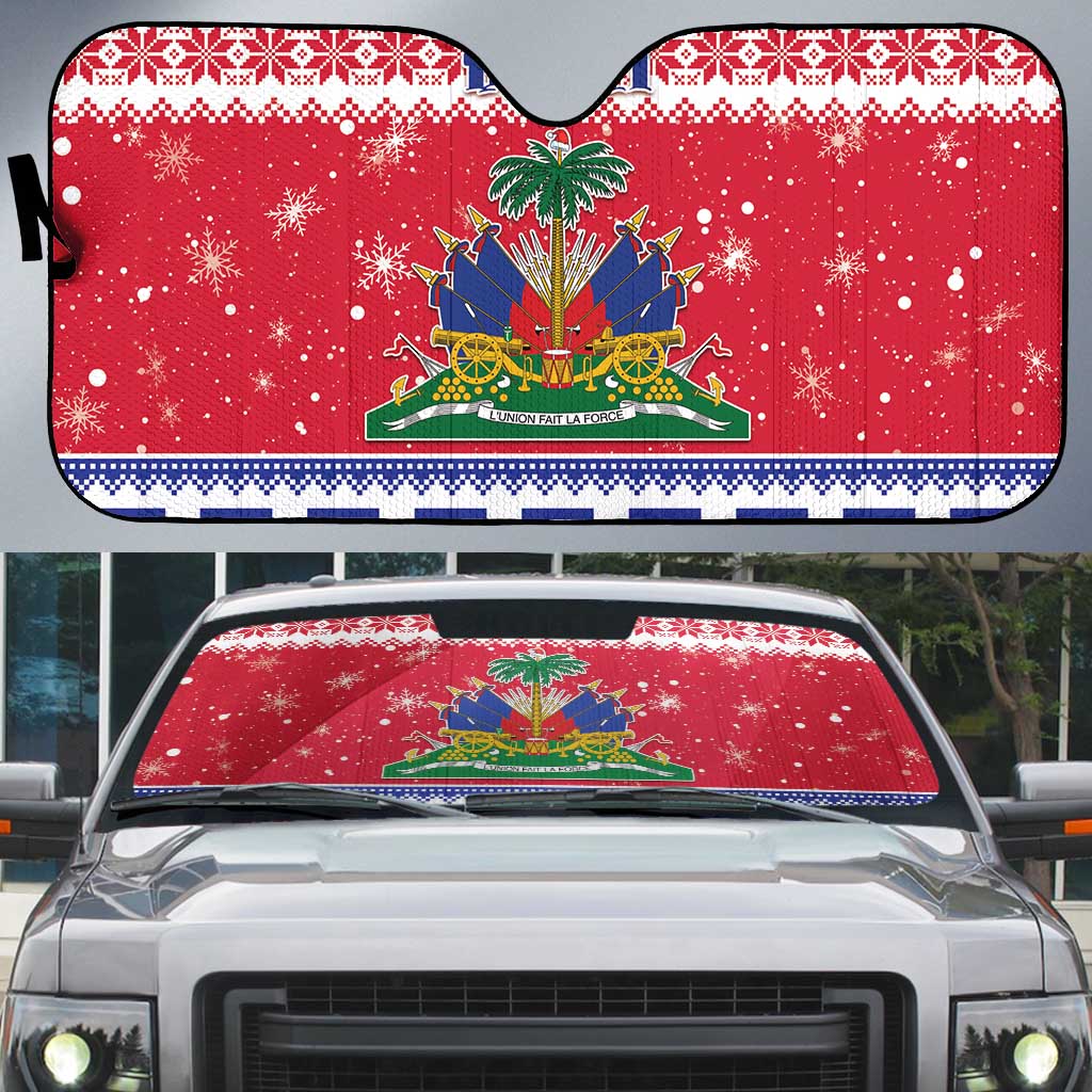 Haiti Christmas Auto Sun Shade Coat Of Arms Jwaye Nwel - Wonder Print Shop