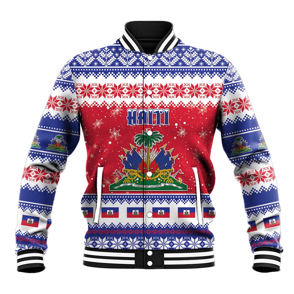 Haiti Christmas Baseball Jacket Coat Of Arms Jwaye Nwel - Wonder Print Shop