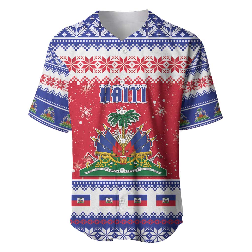 Haiti Christmas Baseball Jersey Coat Of Arms Jwaye Nwel - Wonder Print Shop