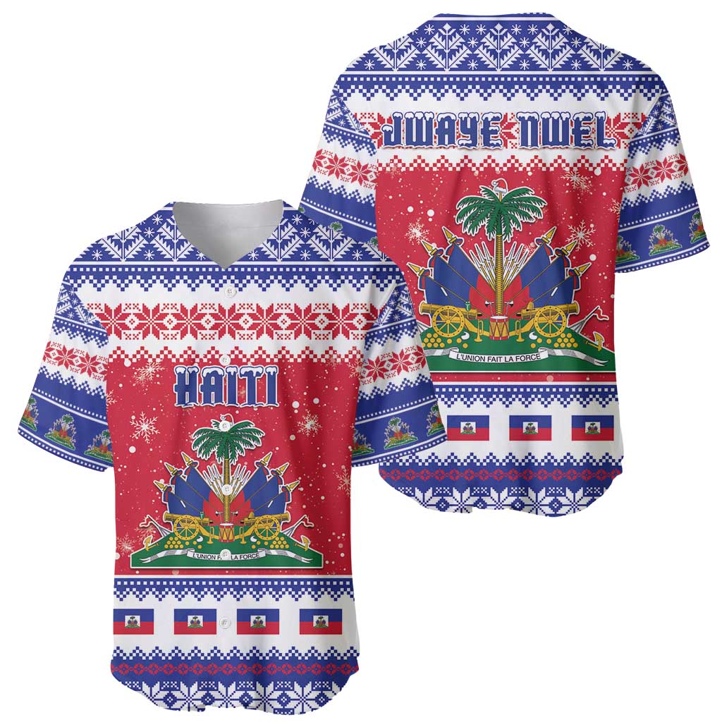 Haiti Christmas Baseball Jersey Coat Of Arms Jwaye Nwel - Wonder Print Shop