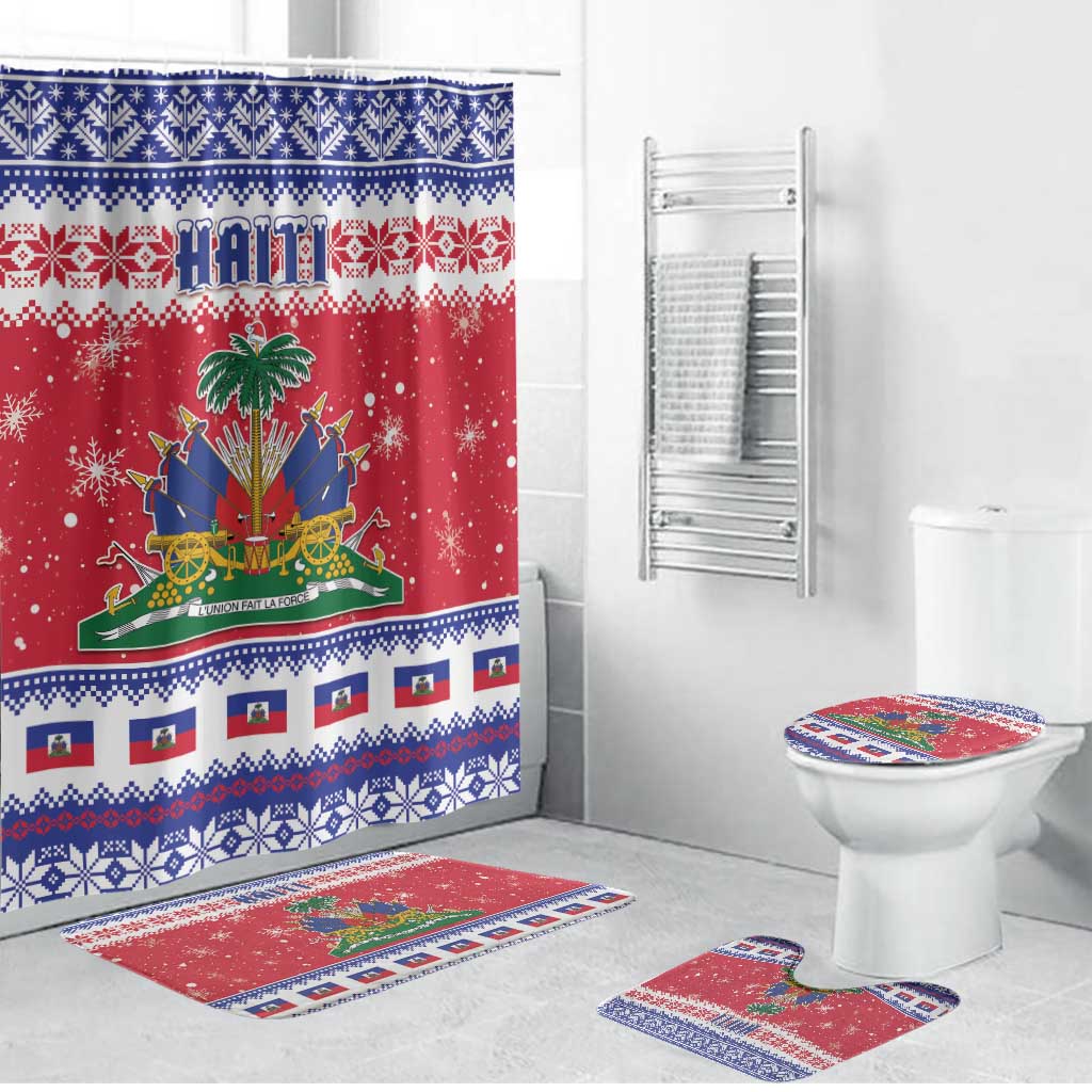 Haiti Christmas Bathroom Set Coat Of Arms Jwaye Nwel - Wonder Print Shop