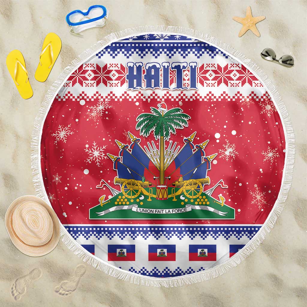 Haiti Christmas Beach Blanket Coat Of Arms Jwaye Nwel - Wonder Print Shop