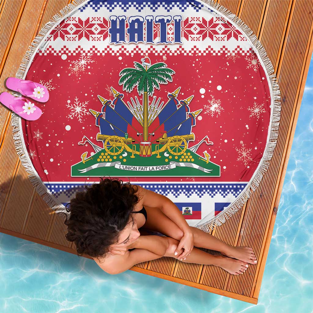 Haiti Christmas Beach Blanket Coat Of Arms Jwaye Nwel - Wonder Print Shop