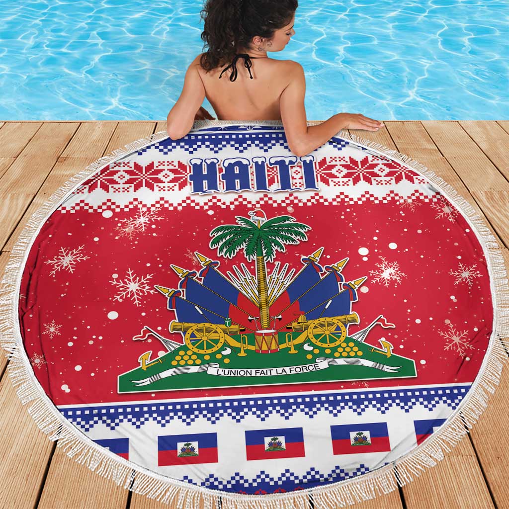 Haiti Christmas Beach Blanket Coat Of Arms Jwaye Nwel - Wonder Print Shop