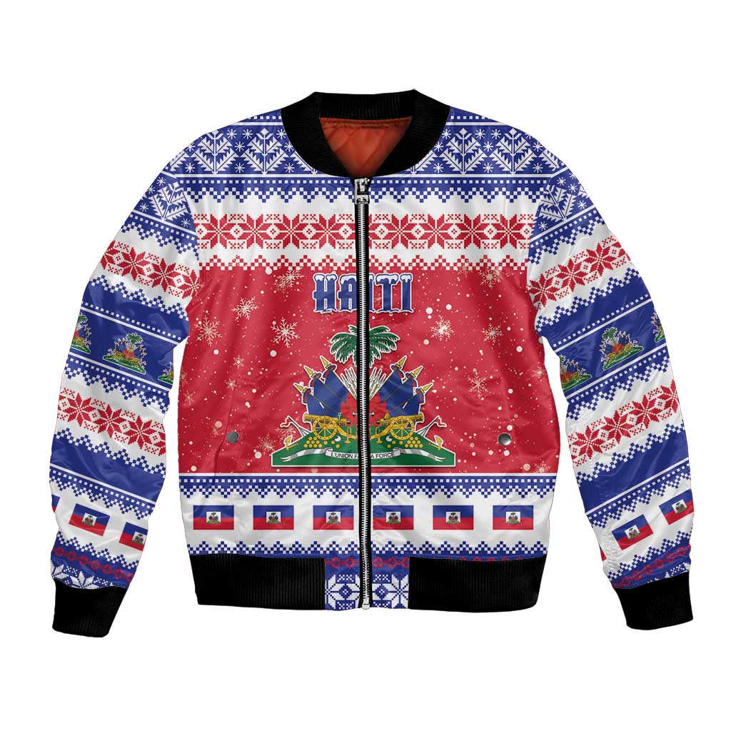 Haiti Christmas Bomber Jacket Coat Of Arms Jwaye Nwel - Wonder Print Shop