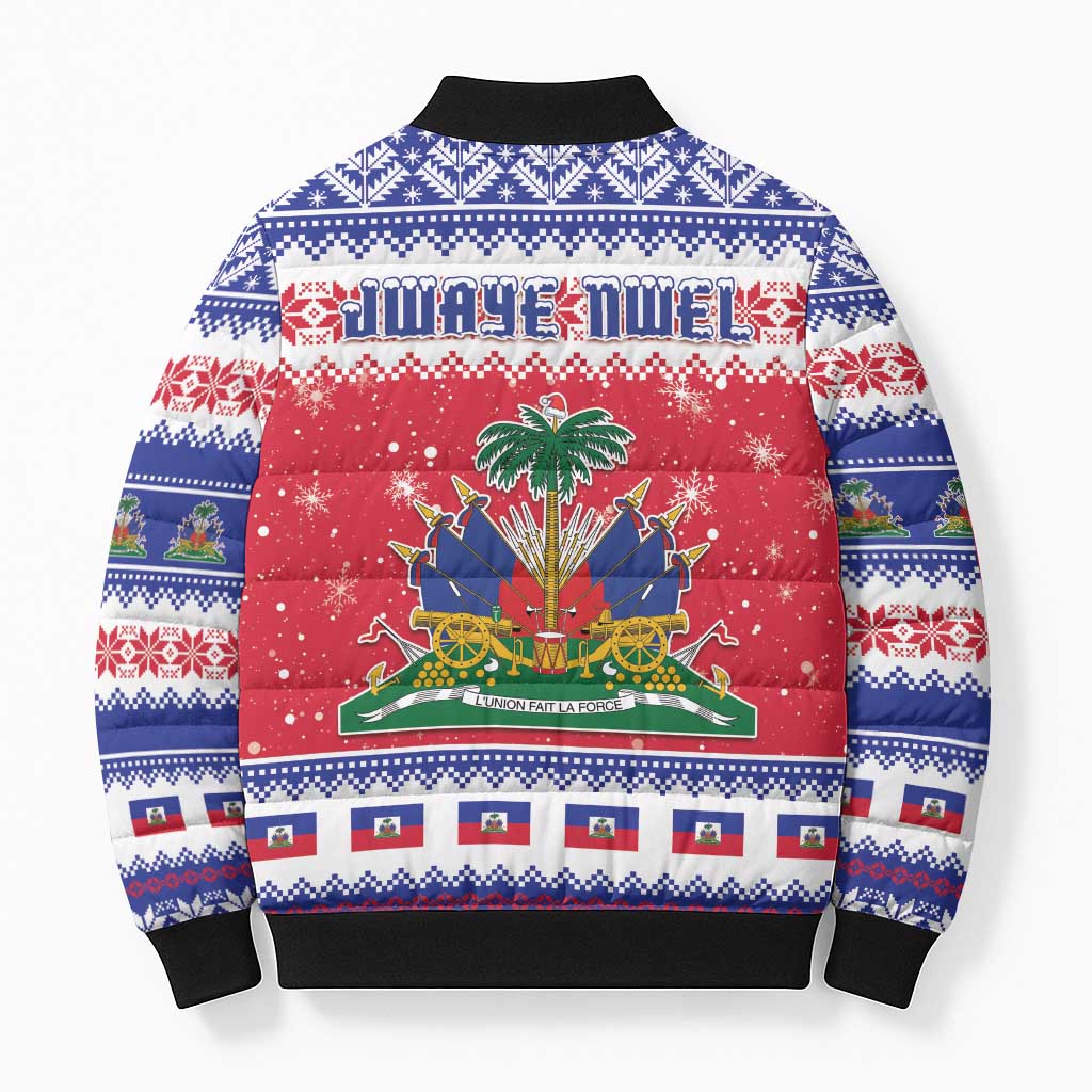 Haiti Christmas Bomber Puffer Jacket Coat Of Arms Jwaye Nwel - Wonder Print Shop