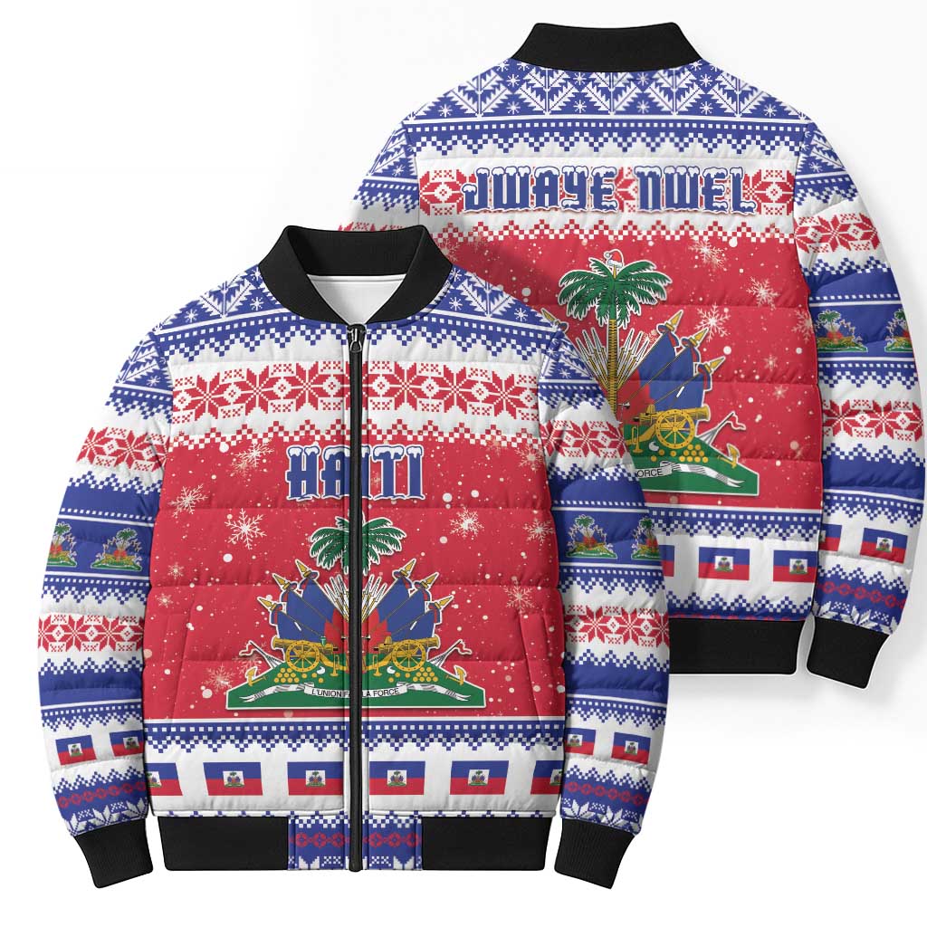 Haiti Christmas Bomber Puffer Jacket Coat Of Arms Jwaye Nwel - Wonder Print Shop