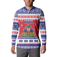 Haiti Christmas Button Sweatshirt Coat Of Arms Jwaye Nwel - Wonder Print Shop