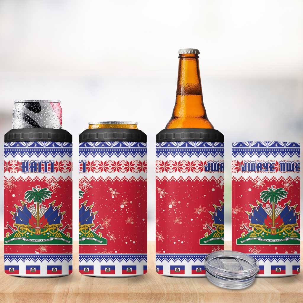 Haiti Christmas 4 in 1 Can Cooler Tumbler Coat Of Arms Jwaye Nwel - Wonder Print Shop