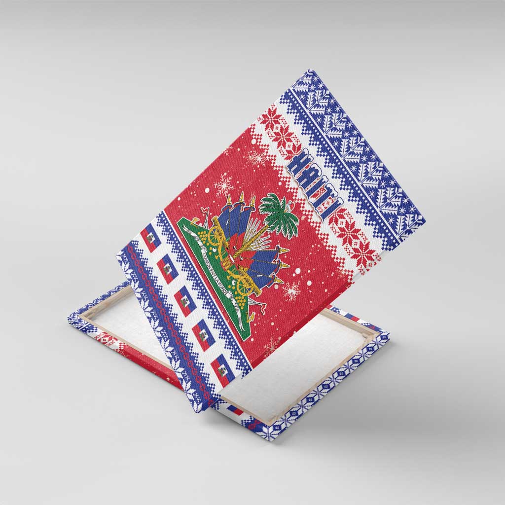 Haiti Christmas Canvas Wall Art Coat Of Arms Jwaye Nwel - Wonder Print Shop