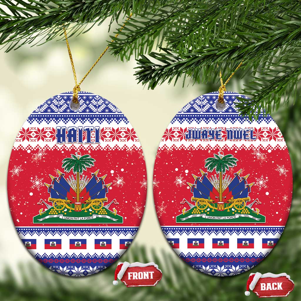 Haiti Christmas Ceramic Ornament Coat Of Arms Jwaye Nwel - Wonder Print Shop