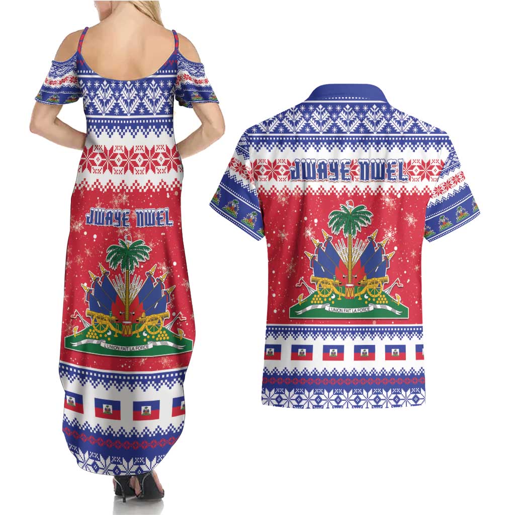 Haiti Christmas Couples Matching Summer Maxi Dress and Hawaiian Shirt Coat Of Arms Jwaye Nwel - Wonder Print Shop