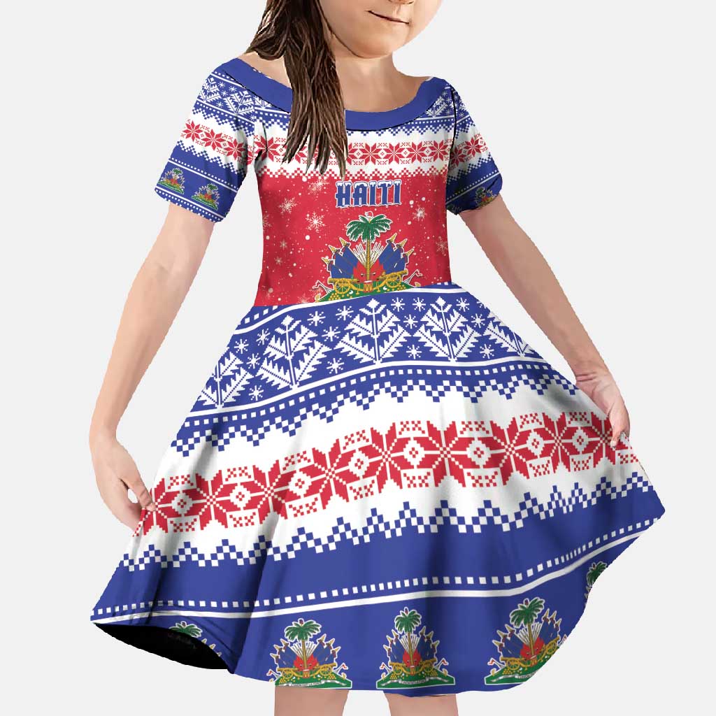 Haiti Christmas Family Matching Off Shoulder Maxi Dress and Hawaiian Shirt Coat Of Arms Jwaye Nwel - Wonder Print Shop