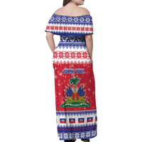 Haiti Christmas Family Matching Off Shoulder Maxi Dress and Hawaiian Shirt Coat Of Arms Jwaye Nwel - Wonder Print Shop