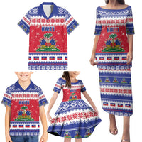Haiti Christmas Family Matching Puletasi and Hawaiian Shirt Coat Of Arms Jwaye Nwel - Wonder Print Shop