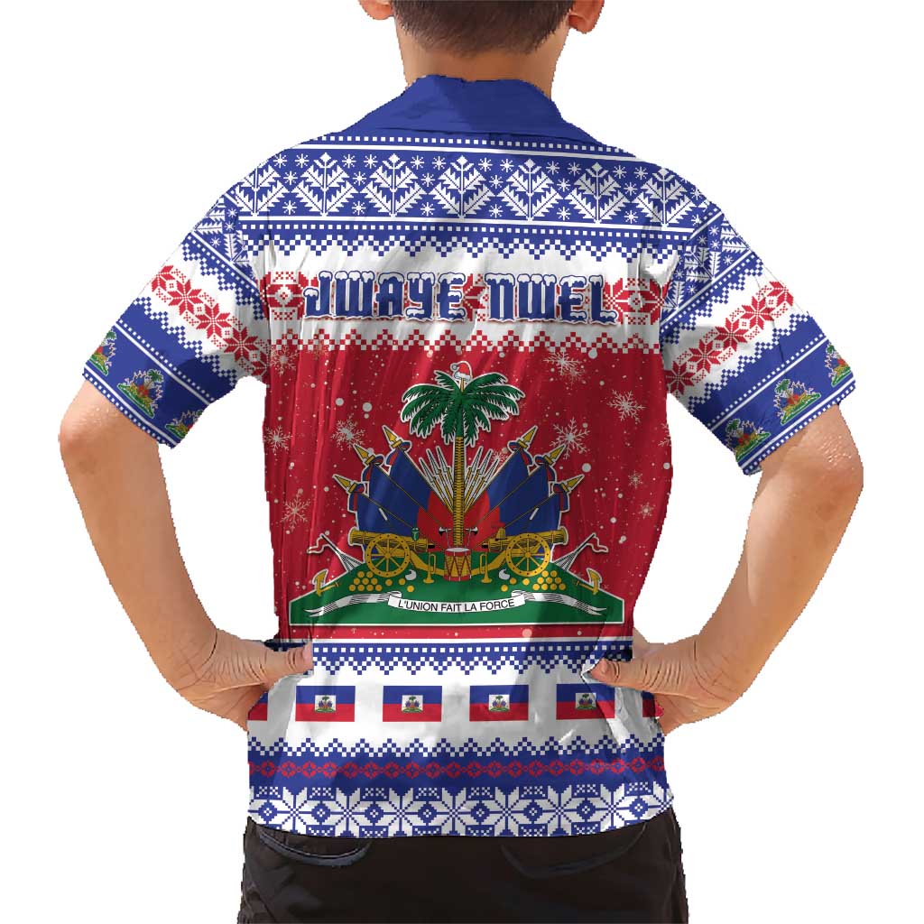 Haiti Christmas Family Matching Short Sleeve Bodycon Dress and Hawaiian Shirt Coat Of Arms Jwaye Nwel - Wonder Print Shop