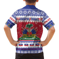 Haiti Christmas Family Matching Short Sleeve Bodycon Dress and Hawaiian Shirt Coat Of Arms Jwaye Nwel - Wonder Print Shop