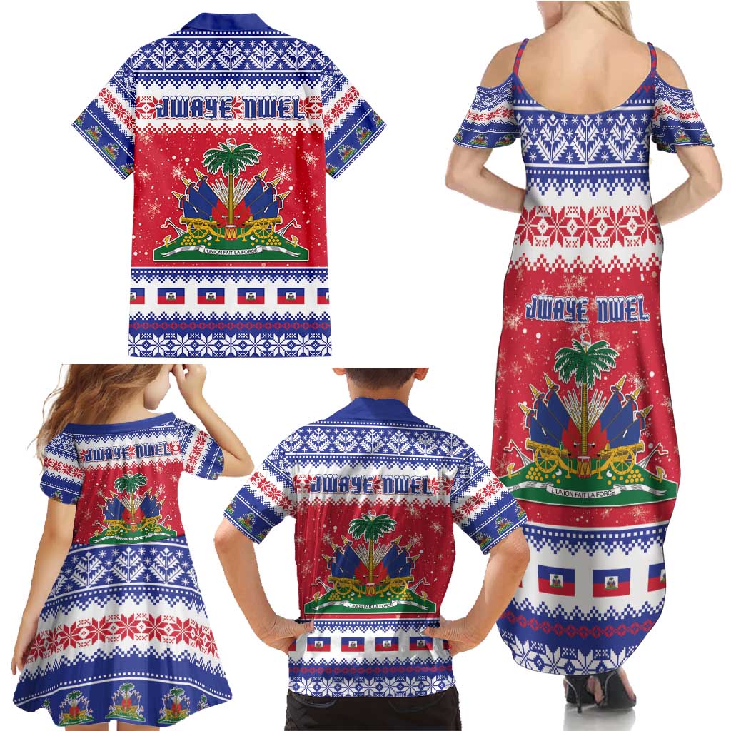 Haiti Christmas Family Matching Summer Maxi Dress and Hawaiian Shirt Coat Of Arms Jwaye Nwel - Wonder Print Shop