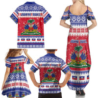 Haiti Christmas Family Matching Summer Maxi Dress and Hawaiian Shirt Coat Of Arms Jwaye Nwel - Wonder Print Shop