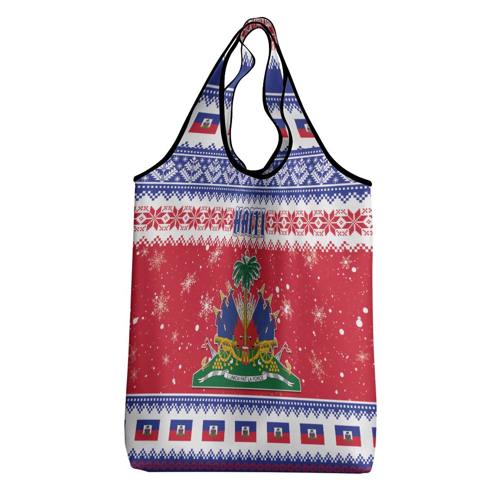 Haiti Christmas Grocery Bag Coat Of Arms Jwaye Nwel - Wonder Print Shop