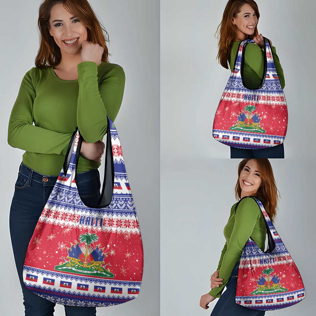 Haiti Christmas Grocery Bag Coat Of Arms Jwaye Nwel - Wonder Print Shop