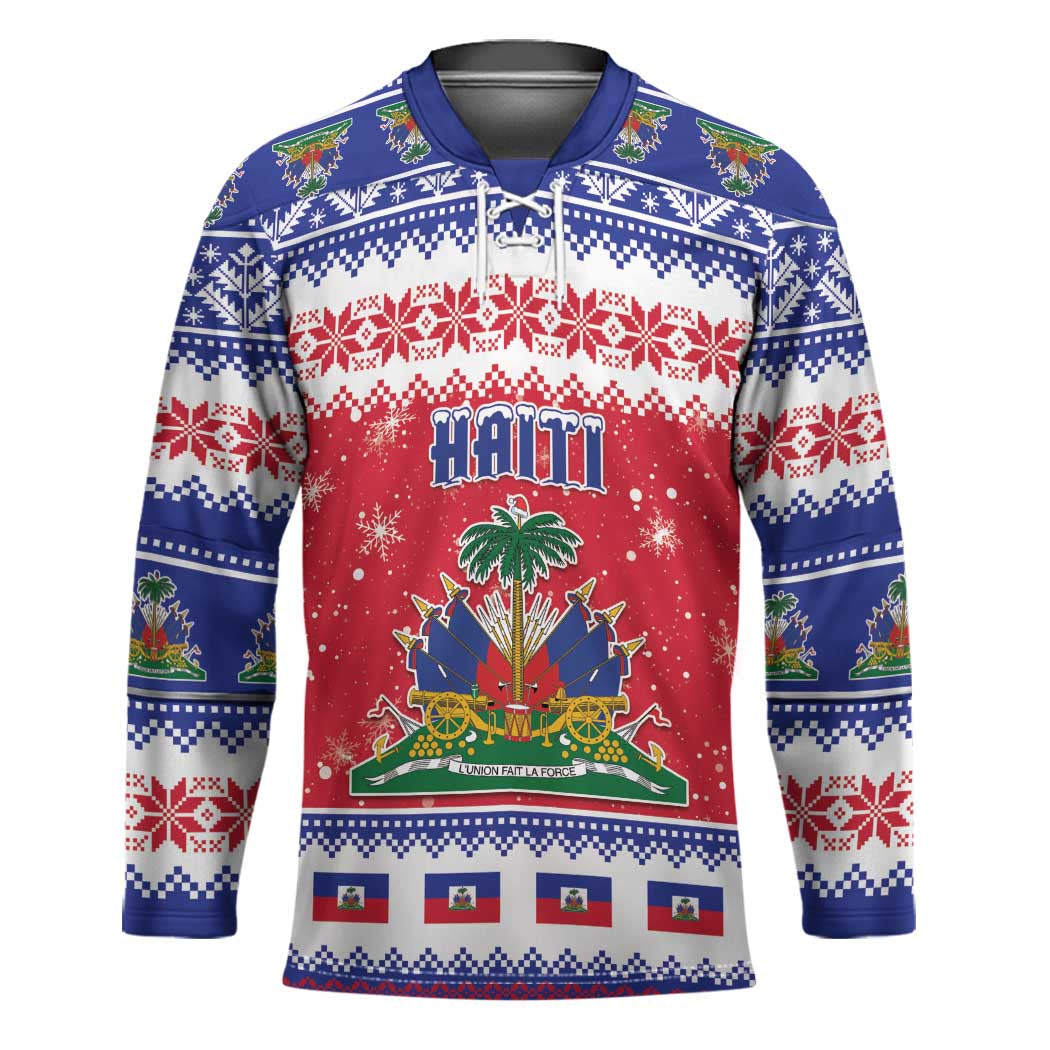 Haiti Christmas Hockey Jersey Coat Of Arms Jwaye Nwel - Wonder Print Shop