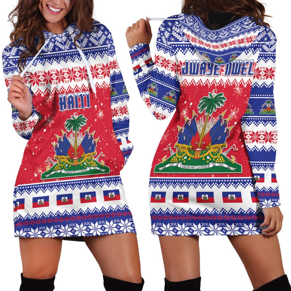 Haiti Christmas Hoodie Dress Coat Of Arms Jwaye Nwel - Wonder Print Shop