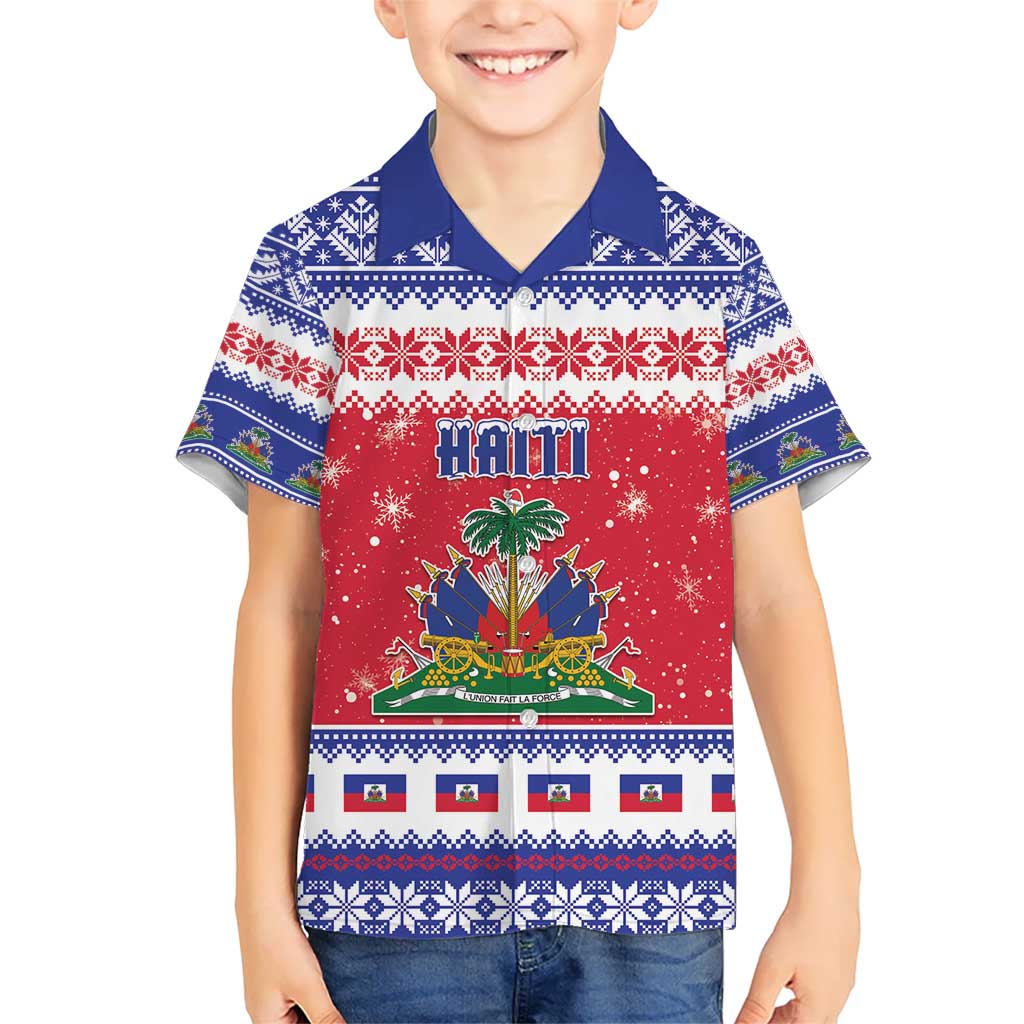 Haiti Christmas Kid Hawaiian Shirt Coat Of Arms Jwaye Nwel - Wonder Print Shop