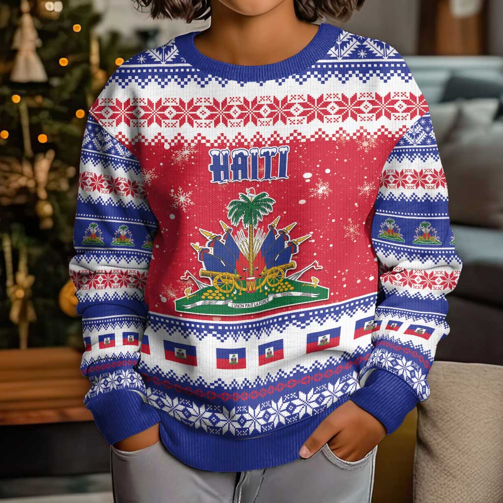 Haiti Christmas Kid Ugly Christmas Sweater Coat Of Arms Jwaye Nwel - Wonder Print Shop