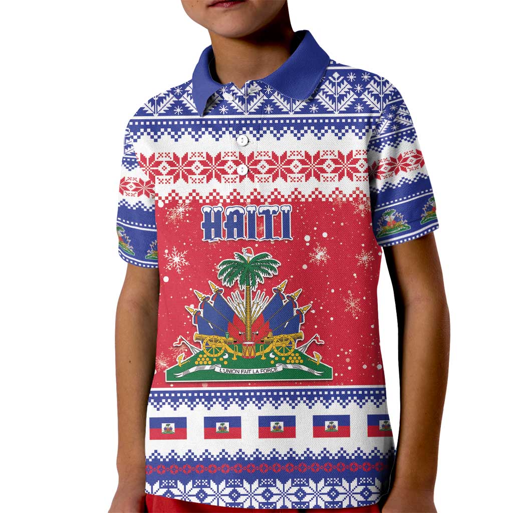 Haiti Christmas Kid Polo Shirt Coat Of Arms Jwaye Nwel - Wonder Print Shop
