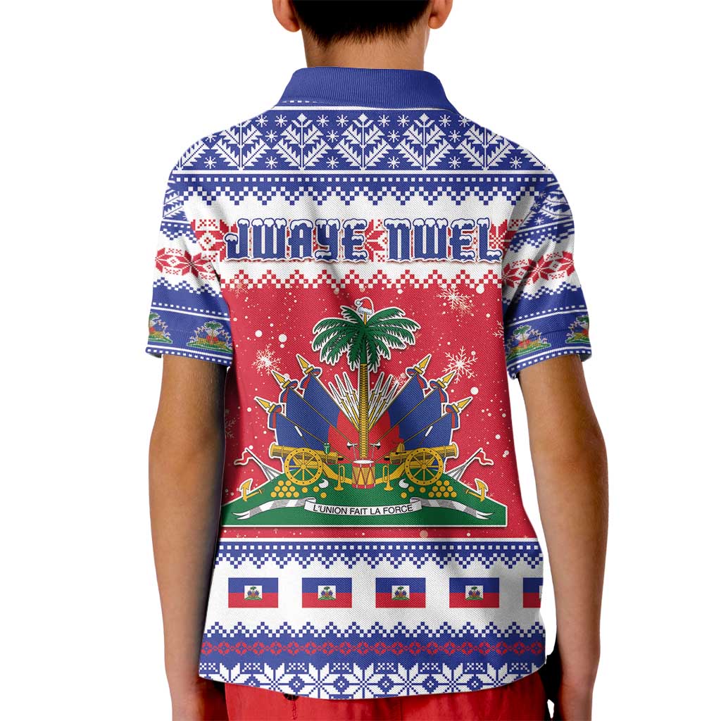 Haiti Christmas Kid Polo Shirt Coat Of Arms Jwaye Nwel - Wonder Print Shop