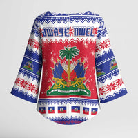 Haiti Christmas Kimono Sleeve Blouse Coat Of Arms Jwaye Nwel - Wonder Print Shop