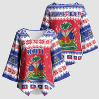 Haiti Christmas Kimono Sleeve Blouse Coat Of Arms Jwaye Nwel - Wonder Print Shop